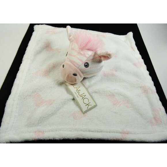 Lila and Jack Pink White Zebra Lovey Baby Security Blanket - Picture 4 of 9